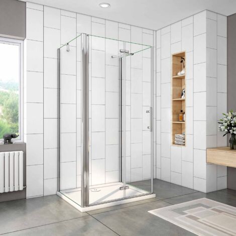 70x70x70x195cm MAMPAEA DE DUCHA PLEGABLE, DOS PANELES LATERALES, MAMPARA 6MM EASYCLEAN CRISTAL TEMPLADO