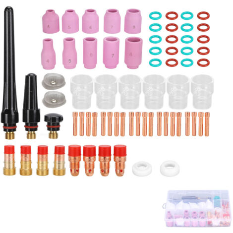 71 Pièces Accessoires Soudage TIG, Buses Céramiques et Lunettes de Protection pour Postes WP-17/18/26