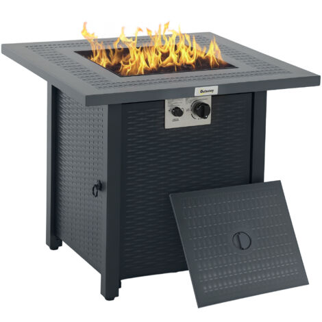 71 x 71cm 40000 BTU Gas Firepit Table - Black/Dark Grey