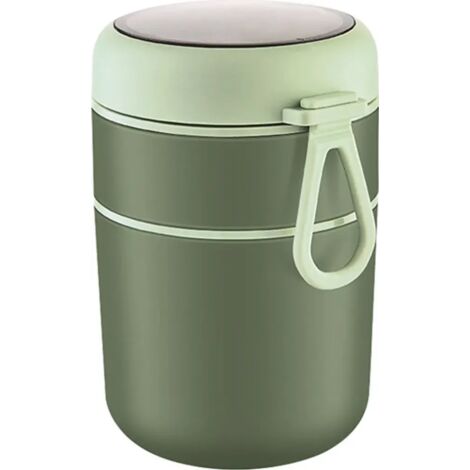 710 ml grüner, isolierter Edelstahlbehälter mit Löffel und Griff für Mahlzeiten unterwegs und Lunchboxen