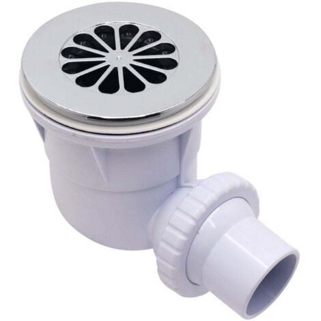 71109201 Desagüe de ducha flexible de plástico blanco con cubierta cromada ABS para baño
