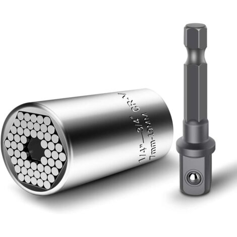7–19 mm Douille Universelle 2PCS Clé à Cliquets Universelle Set de Douille Multi-Fonction Outil de Réparation Set de Douille Multi-Fonction Adaptateur pour Le Secteur Automobile