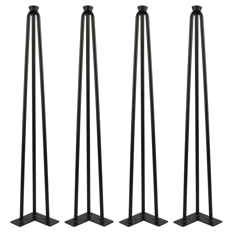 Skecten - 71cm Lot 4 Pieds de Table en Épingle à Cheveux 3 Tiges Style Moderne en Acier 12mm Noir