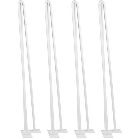 71cm Lot 4 Pieds de Table en Épingle à Cheveux 3 Tiges Style Moderne en Acier 12mm Blanc