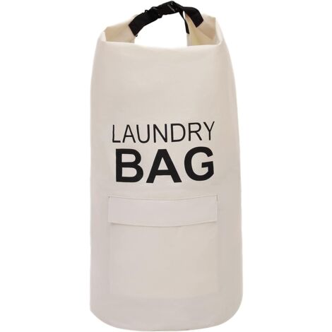 71L Hanging Fabric Laundry Hamper with Handles - Oxford Cloth Laundry Collector Storage Hamper, Foldable Laundry Bags with Shoulder Strap for Bathroom or Laundry Room (Beige)