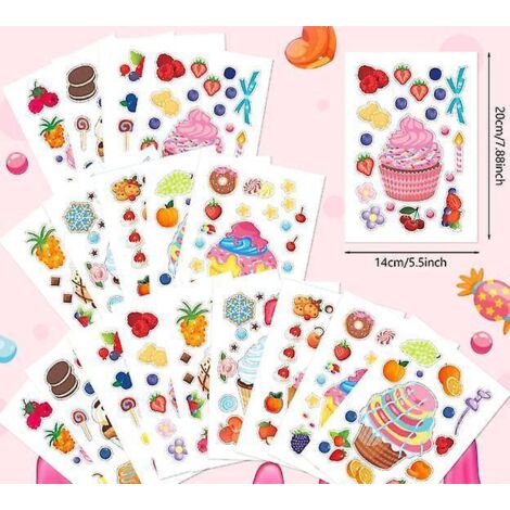 72 Bögen selbstklebende Aufkleber, DIY-Aufkleber für Kuchen und Eiscreme