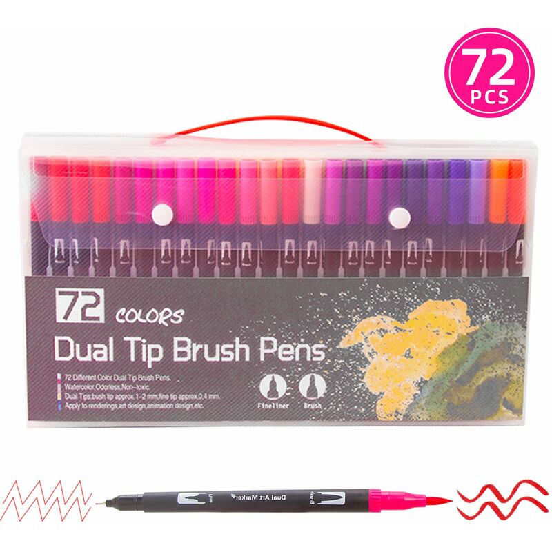 

72 colores, doble punta, rotuladores, conjunto de marcadores artisticos, pincel y puntas finas, boligrafos de colores para ninos, adultos, artistas,