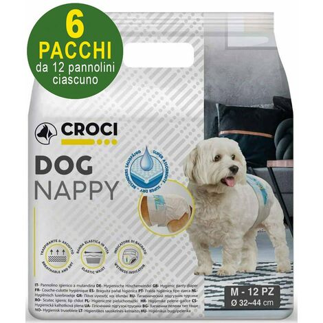 72 Couches pour chiens M 32-44 cm - 6 paquets de 12 chacun