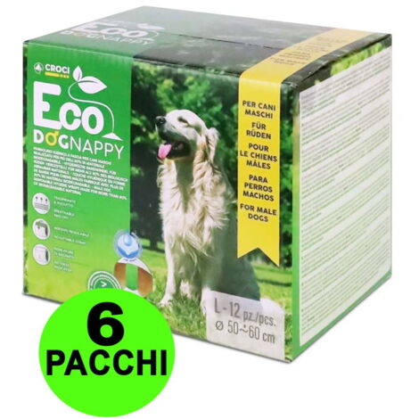 72 Fasce igieniche per cani maschi Eco Dog Nappy L 50-60 cm - 6 pacchi da 12 pezzi cad.