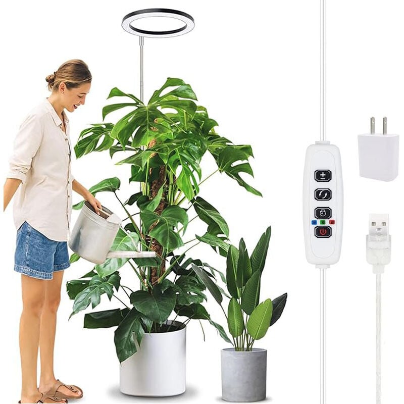 72 LED lampe pour plantes à spectre complet, prise européenne et minuterie automatique 3/9/12, 10 Niveaux de luminosité et 3 modes d'éclairage