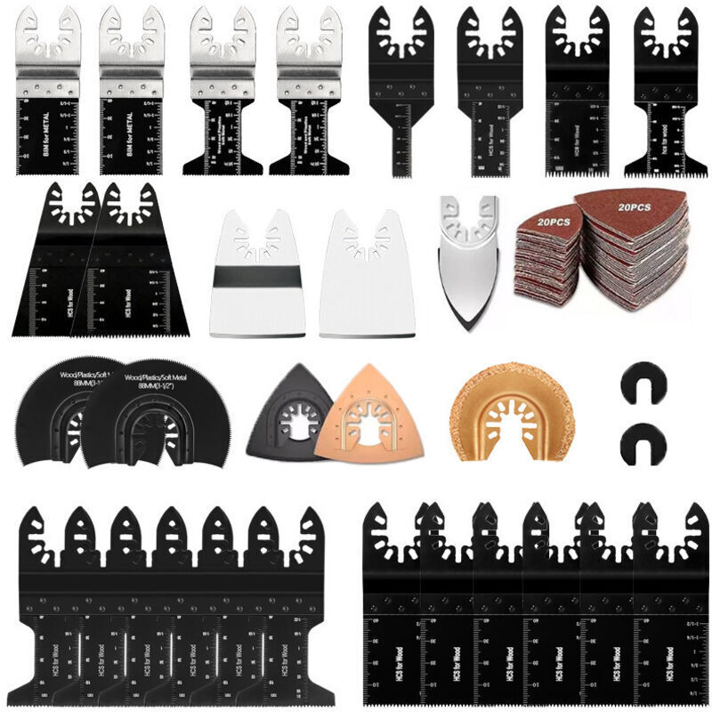 72-Piece Oscillating Tool Accessory Set, Professional Multi-Tool Blade Kit for Cutting Wood/Metal/Plastic, Universal Oscillating Saw Blades for Fein