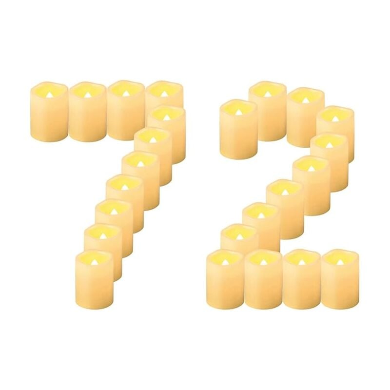 Linghhang - 72 Pièces Bougies led Sans Flamme Vacillante, Alimentées Par Piles Bougies Chauffe-Plat Électriques Sans Flamme Petite Bougie Pour
