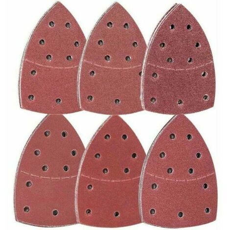 72 pièces Feuilles Abrasives Papier Poncage Triangulaire Delta, 105 x152 mm, (12 x grain 40/60/80/120/180/240 chacun), Pour Ponceuse Multifonction，