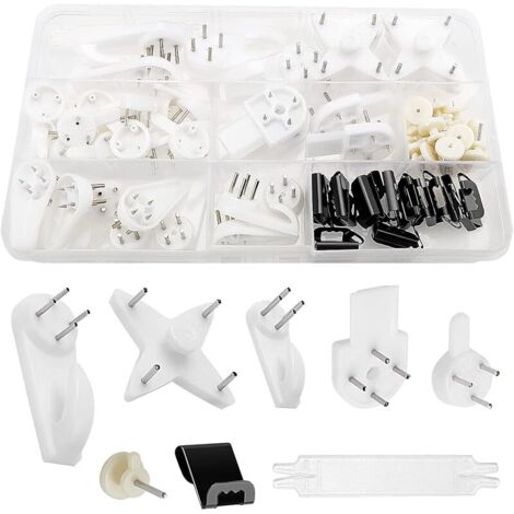 72 Pièces Sans Traces Crochet de Mur Dur, Crochet de cadre, Crochet de Suspension pour Cloison Sèches, pour Accrochez des Cadres Photo, Horloges