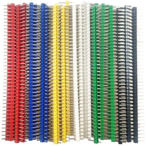 72 Stück 2,54 mm Stiftleisten für Leiterplatten, 40-polige Stecker für Arduino-Prototypen-Shields, 6 Farben, je 12 Stück