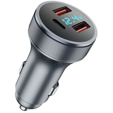 72-W-USB-Autoladegerät, Schnellladeadapter, Metall, Dual-USB, USB-Autoladegerät mit Voltmeter
