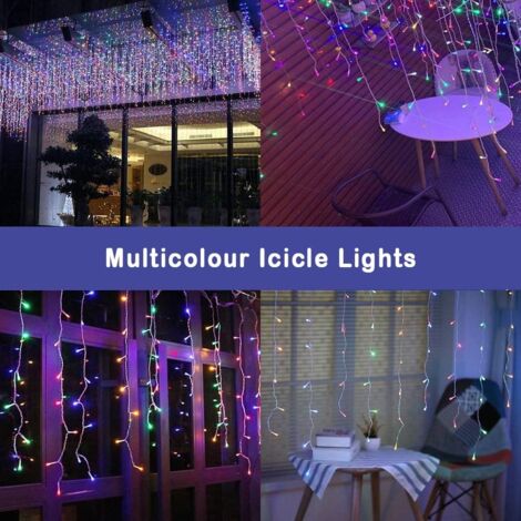 720 Multicolour White ICICLE LED Lights Clear Cable with 8 Effects Multifunction Auto Memory Indoor/Outdoor Christmas