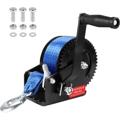 725 kg Handwinde, 10 m Polyester-Handwinde mit Haken, 2-Wege-Bootswinde, 4:1 Handwinde, 4:1 Handwinde für Anhänger, LKW, Werkstatt, Garage, Beiboot, Holzboot