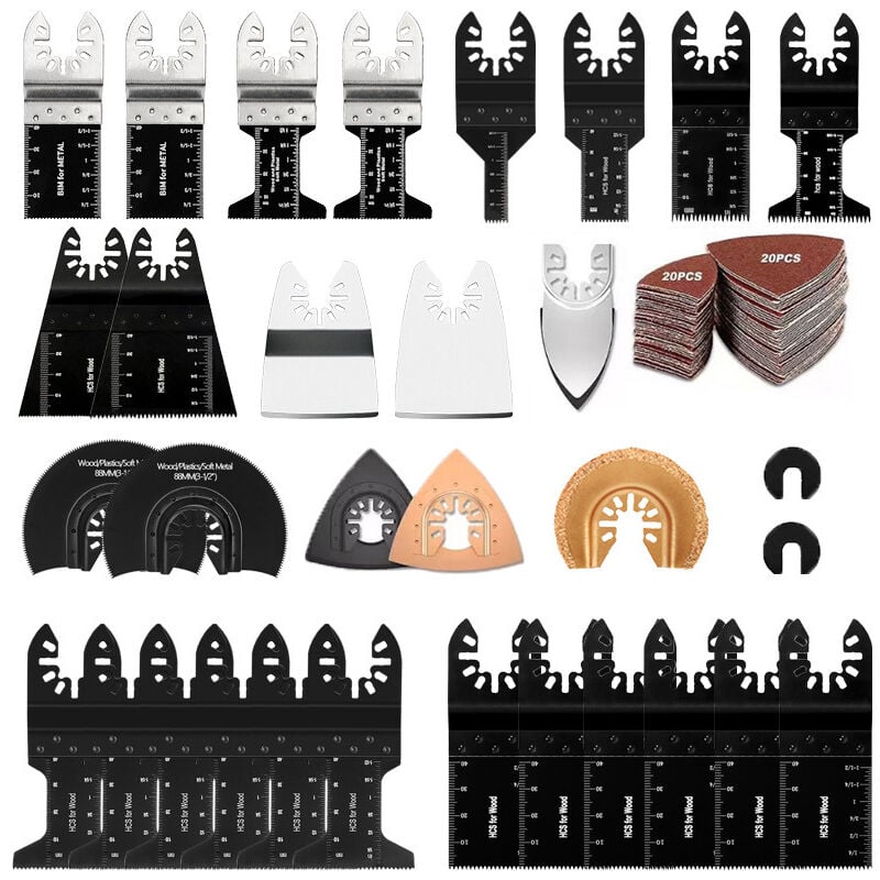 Csparkv - 72Pcs Oscillating Tool Accessories, Professional Multi-Tool Blade Kits Wood/Metal/Plastic Cutting, Universal Oscillating Saw Blade for Fein