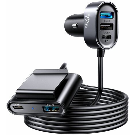 120W USB C Car Charger 4 Ports Cigarette Lighter USB Car Charger Adapter [2  PD 60W+2 QC3.0 30W] Fast Charging for iPhone 14 Pro Max Galaxy S23/22  Google Pixel LG iPad Air 