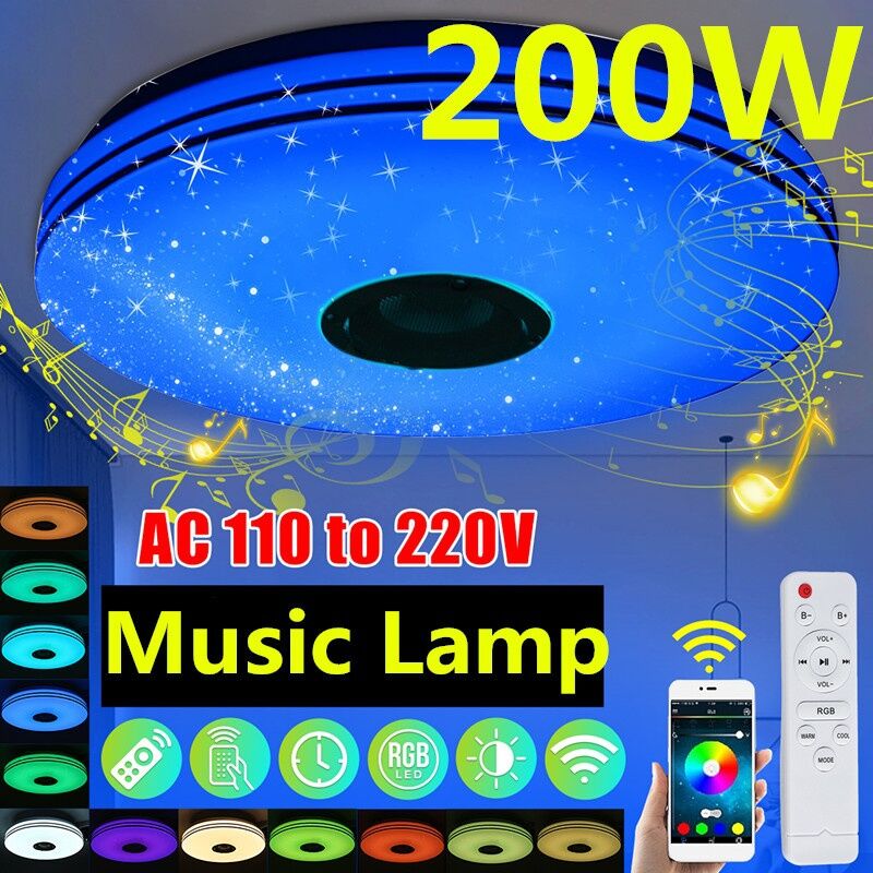 

72W Lámpara Multicolor de Techo con Música, 33cm LED Luz Regulable con Altavoz Bluetooth, Control Remoto de Aplicación, Luz Empotrada para Sala,