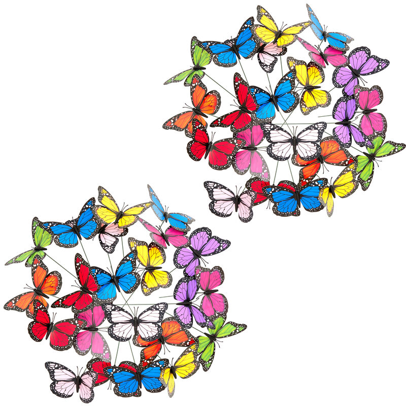 Image of 72x Farfalle Deco da Giardino, Set da 36 Farfalline, Decorazione, Outdoor & Indoor, Asta in Metallo, colorate