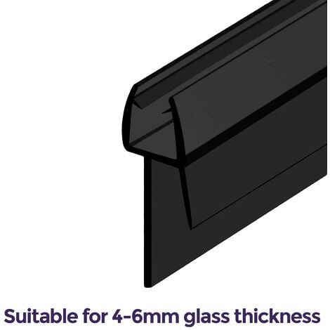 735 mm Glass Shower Door Rubber Seal Strip Gap 6 mm Black