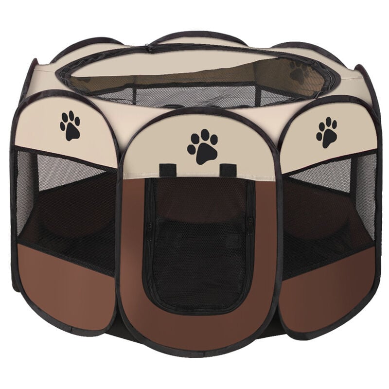 Cyslmuk - 73x73x43cm Parc Chien Parc à Chiot Enclos pour Chiens Chats Lapins Pliable Utiliser à l'intérieur et à l'extérieur (café)