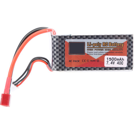 7,4 V 1500 mAh 40C wiederaufladbarer LiPo-Akku mit weiblichem T-Stecker für funkgesteuerte Modelle
