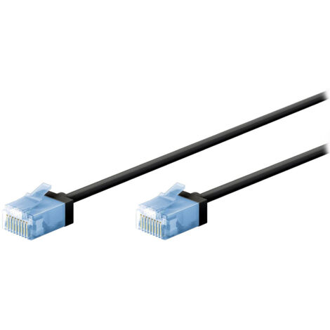 74241 Goobay Câble RJ45 Slim Cat 6a U/UTP 10 m (Noir) - Câble Ethernet RJ45 Slim ultra flexible catégorie 6a U/UTP 10 m (Noir)