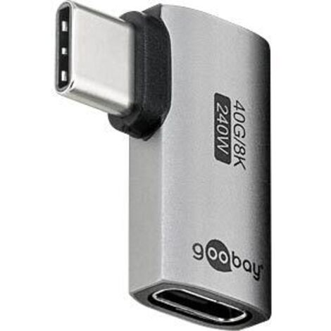 74441 Goobay Adaptateur USB-C Mâle vers USB-C Femelle coudé à 90° - Adaptateur USB-C Mâle vers USB-C Femelle coudé à 90°