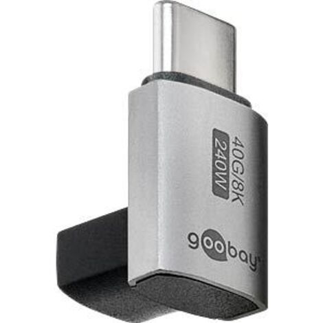 74444 Goobay Adaptateur USB-C Mâle vers USB-C Mâle coudé à 90° - Adaptateur USB-C Mâle vers USB-C Mâle coudé à 90°
