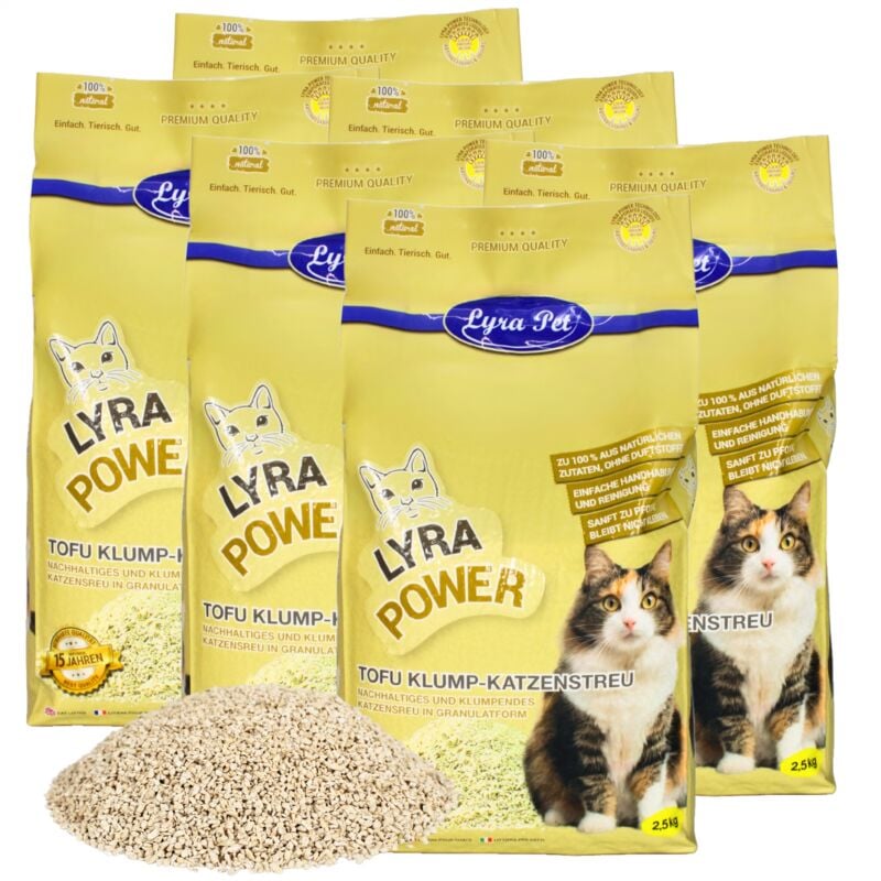 15 kg Lyra Pet Tofu Litière agglomérante pour chats