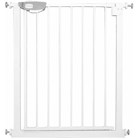 FREOSEN 75-84cm Barrière de Sécurité Extensible Fermeture Auto et Magnétique Sans Perçage Barrière à Pression Pour Bébé et Chiens pour escaliers et porte Hauteur 76cm Métal Blanc