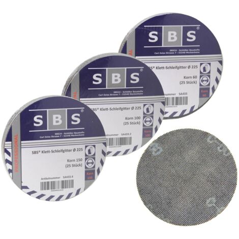 75 Blatt Gitterleinen Schleifgitter 225mm Korn 60-100-150 für Langhalsschleifer Trockenbau
