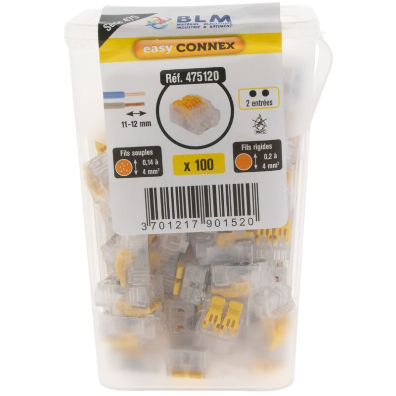 Wago - Lot de 100 bornes à levier connexion rapide S475 - 2 entrées 4mm²
