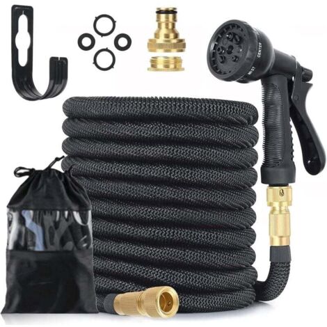 7,5 m dehnbarer Gartenschlauch, dehnbarer Gartenschlauch mit 8 Bewässerungsmodi, massiver Messinganschluss mit 3/4"- und 1/2"-Adapter für Garten- und Autowäsche