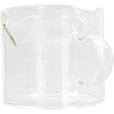 75-ml-Kaffeemessbecher mit Henkel, Doppelausguss, hitzebeständiges Glas für Milch, Küchenutensil