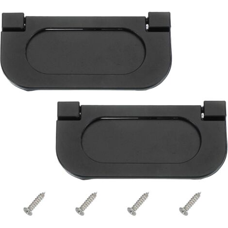 75 mm (2,9 Zoll) große, eingelassene Ringgriffe – 2er-Set – Unauffällige Schubladengriffe – Zinklegierung, Klappgriff, mit Schrauben – Geeignet für Möbel, Schränke und Kommoden – Schwarz