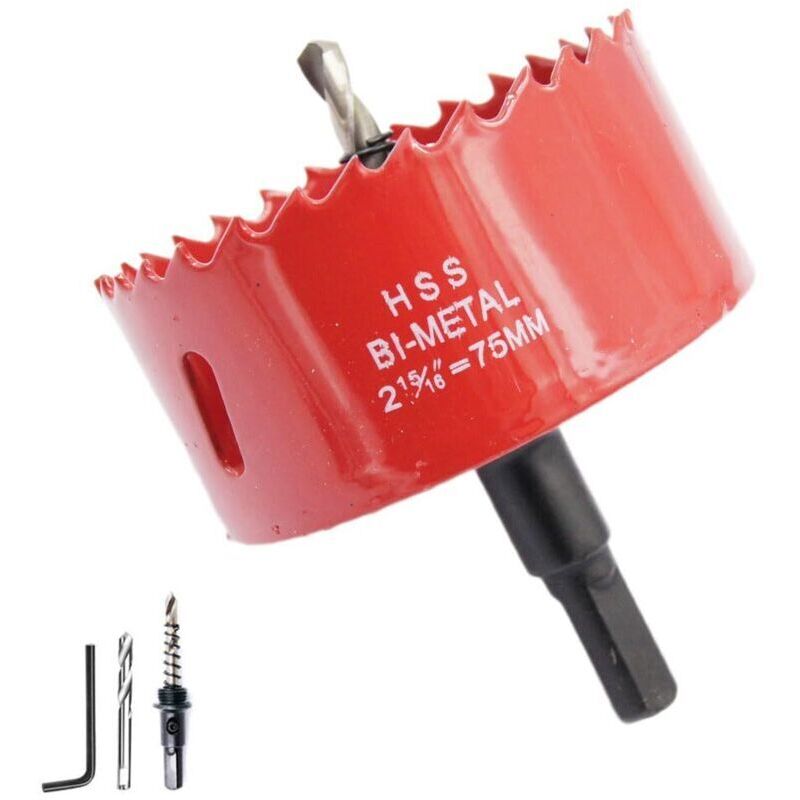 Image of 75-mm-HSS-Bimetall-Lochsäge mit Bohrfutter für Holz und Metall