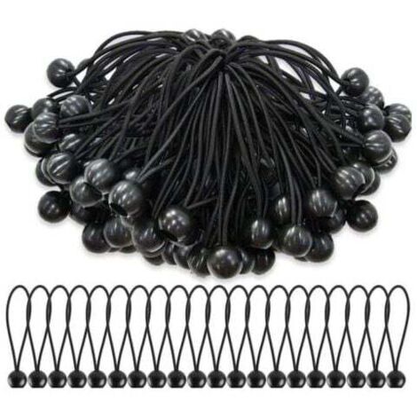 75 Pieces Bungee Ball Bungee Cord, Tarp Elastic Band, Tent, Banner, Flagpole, Camping Tarp, Black MUMU