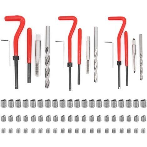 75 Pièces Réparation des Filetages M5 M6 M8 Kit de Réparation de Filetage Filet Rapporté Helicoil Insert