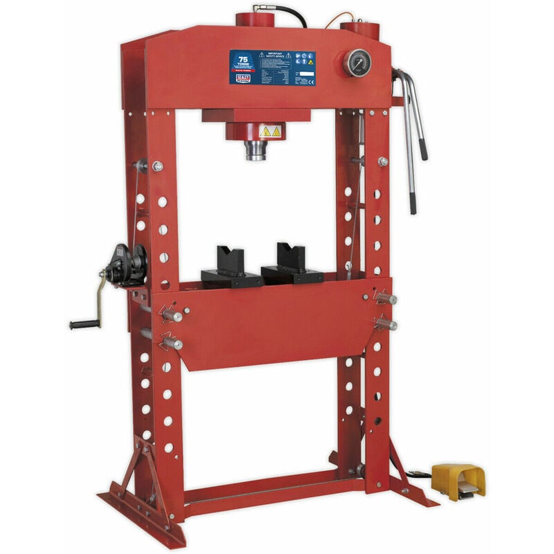Loops - 75 Tonne Floor Type Air Hydraulic Press - Sliding Ram Assembly - Foot Pedal