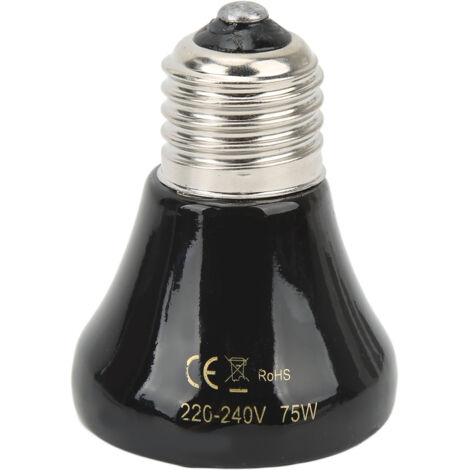 75-Watt-Keramik-Wärmelampe für Reptilien, Infrarotlampe für Amphibien und Echsen, 220–240 V, schwarz.