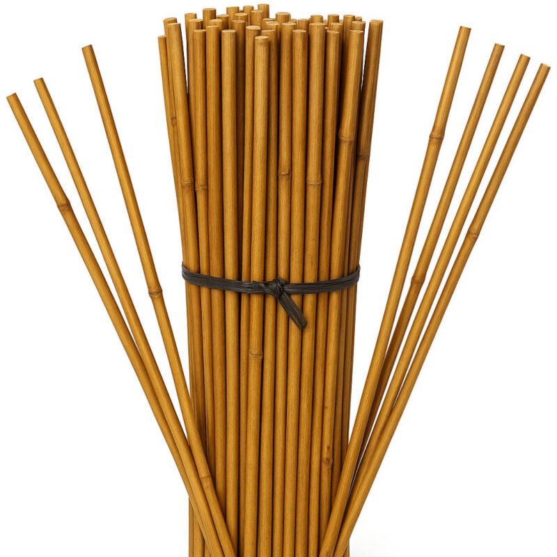 Lot de 75 Tuteur en Bambou 120 cm, 8-10 mm, Tubes en Bambou pour Plantes et Arbres, Baguettes de bambou, Canne de bambou, Tuteur