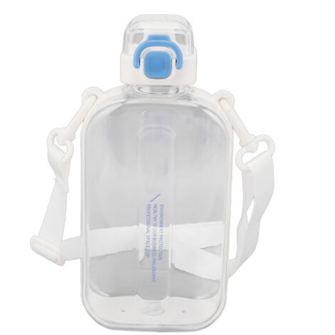750 ml auslaufsichere PC-Silikon-Wasserflasche, leicht und tragbar mit Tragegurt, ideal für Sport und Outdoor-Aktivitäten, Farbe: Weiß.