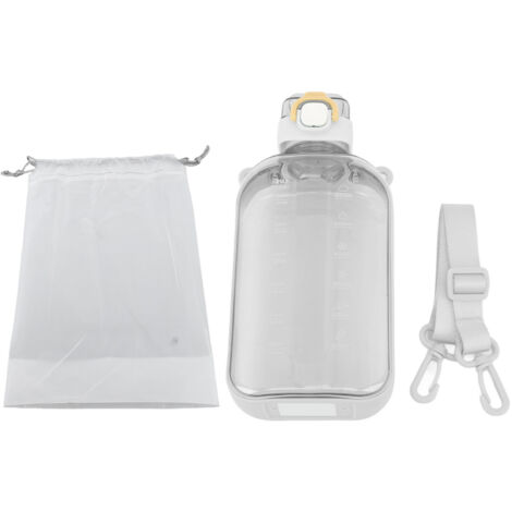 750 ml flache, transparente, auslaufsichere Wasserflasche, leicht und tragbar mit Messskala und Tragegurt, ideal für Sport, Reisen, Camping und Fitnessstudio – Weiß