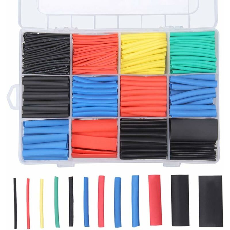 750 Pieces Heat Shrink Tubing, Electrical Insulation Heat Shrink Wrap Cable Tube, 2:1 Shrinkage Ratio, 5 Colors, 12 Sizes - Gdrhvfd