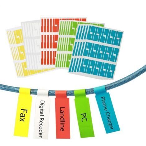 750 pieces self-adhesive cable labels, waterproof wire labels, tear-resistant markers, cable label stickers, wire identification, 5 colors, 5 sheets