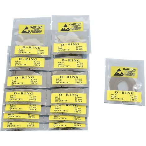 750 Stück 0,7 mm O-Ring-Uhrenrückdichtung, Gummidichtungsscheiben, Größe 16 mm – 30 mm